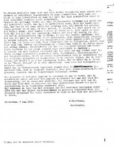 Voorthuis, Pieter, ‘Verslag predikantenvergadering CED te Hannover’, Notulen, 25 aug. 1932 (blad 3) Onderwerpen: gave der profetie en hemels heiligdom
