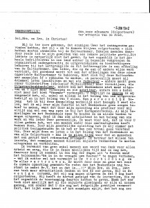 Brief van F Voorthuis aan colporteurs t.a.v. lidmaatschap Kultuurkamer 3 juni 1942 (blad 1)