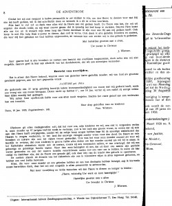 Wintzen, Joseph, ‘Overlijdingsbericht Jantine Wintzen-Potze’ in De Adventbode 26e jrg., 1 febr. 1930, blz. 8. 